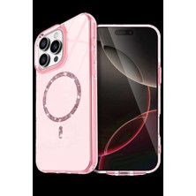 Bin1çeşit iPhone 15 Pro Max Live Diamond Magsafe Kapak - Pembe