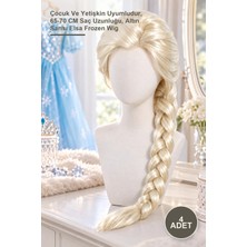 Yenilig 4 Adet Platin Altın Dore Örgülü Rapunzel Peruk – Çocuk ve Yetişkin Uyumludur, 65-70 cm Saç Uzunluğu, Altın Sarısı Elsa Frozen Wig