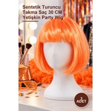 Yenilig 3 Adet Kısa Küt Parti Peruk – Sentetik Turuncu Takma Saç 30 cm Yetişkin Party Wig