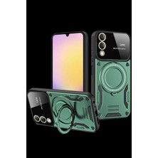 Bin1çeşit Galaxy S25 Edge Kılıf Joy Lens Standlı Kapak - Koyu Yeşil