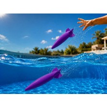 Bin1çeşit 3D Baskı Su Roketi Torpido Oyuncağı - Havuz Dalış Oyuncağı-Mor