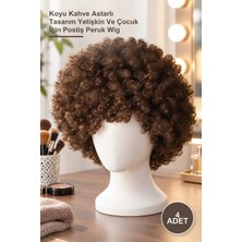 Yenilig 4 Adet Kıvırcık Afro Peruk – Koyu Kahve Astarlı Tasarım Yetişkin ve Çocuk Için Postiş Peruk Wig