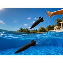 Bin1çeşit 3D Baskı Su Roketi Torpido Oyuncağı - Havuz Dalış Oyuncağı-Siyah