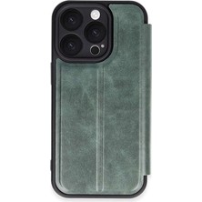 Bin1çeşit iPhone 16 Pro Kılıf Flip Cover - Koyu Yeşil