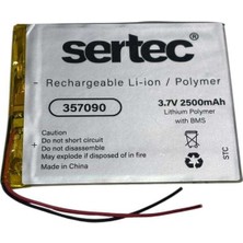 Bin1çeşit Sertec 357090 3.7V 2500 Mah Li-Polymer Pil (DEVRELI/1.5A)