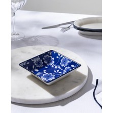 Reve Bleu Vista Kare Tabak - 12 cm - Mavi/beyaz