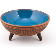 Dekoratif Sunum Kasesi, Seramik Ayaklı Sunum Kasesi, Servis Kasesi, Servis Tabağı, Kase, Tabak (Mavi, 20 Cm)