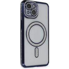 Bin1çeşit iPhone 14 Kılıf Joke Simli Magneticsafe Kılıf - Lacivert