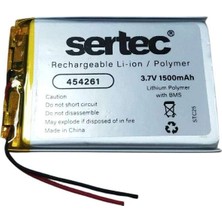 Bin1çeşit Sertec 454261 3.7V 1500 Mah Li-Polymer Pil (DEVRELI/1.5A)