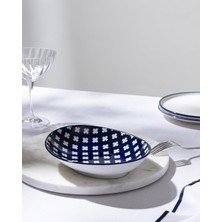 Reve Bleu Raye Tabak - 19 cm - Mavi/beyaz