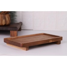 Atby Akasya Doğal Ahşap Dikdörtgen Ayaklı Sunumluk 26X14 cm Kahvaltı Peynir Atıştırmalık Servis Tabağı