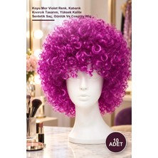 Yenilig 10 Adet Afro Peruk – Koyu Mor Violet Renk, Kabarık Kıvırcık Tasarım, Yüksek Kalite Sentetik Saç, Günlük ve Cosplay Wig
