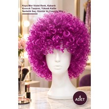 Yenilig 4 Adet Afro Peruk – Koyu Mor Violet Renk, Kabarık Kıvırcık Tasarım, Yüksek Kalite Sentetik Saç, Günlük ve Cosplay Wig