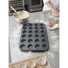 24'lü Muffin Kek Kalıbı Yanmaz Yapışmaz Paslanmaz Çelik
