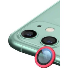Bin1çeşit iPhone 11 Raze Metal Kamera Lens - Kırmızı