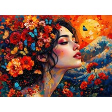 1000 Parça Çiçeklerle Bezenmiş Rüya Puzzle - Kadın ve Çiçekler