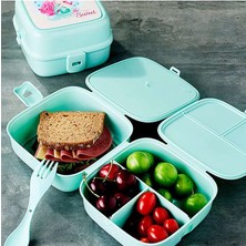 Bin1çeşit Porky 4 Bölmeli Çatallı Beslenme Kabı - G400