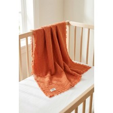 Hamur 4 Katlı Müslin Bebek PIKESI%100 Pamuk 85X100 cm Yenidoğan Bebek Arabası Puset Örtüsü Battaniye Kiremit