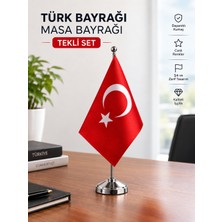 Akyıldız Store Türk Bayrağı Masa Bayrağı Tekli Set – Masaüstü Bayrak Seti (Direk ile Birlikte)