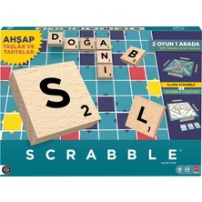Scrabble Kutu Oyunu, Aileyle Birlikte Kelime Bulma Eğlencesi, Ahşap Harf Taşları ve Taş Tahtaları, Iki Oyun Seçeneği, Türkçe, JLJ64