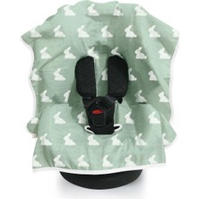 Deux LAPINS%100 Pamuk Müslin Puset & Oto Koltuk Örtüsü - Mono Lapin Matcha Green POKORT-MHG-000STD