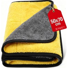 Ultra Kalın Mikrofiber Oto Araba Yıkama Kurulama Havlusu 70X50 Cm, Büyük Boy Çift Katlı Araç Kurutma Bezi