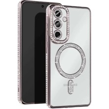 Bin1çeşit Galaxy S25 Kılıf Joke Simli Magneticsafe Kılıf - Gümüş