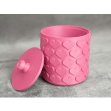 Bin1çeşit 3D Baskı Kalp Desenli Kapaklı Saklama Kutusu - Iki Renkli Organizer - Pembe