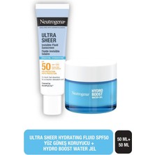 Neutrogena Ultra Sheer Hydrating Fluid SPF50 Yüz Güneş Koruyucu 50 ml + Hydro Boost Water Gel Yüz Nemlendirici 50 ml