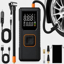 Şarjlı Hava Kompresörü 150 Psı - 4500 Mah Taşınabilir Araba Lastik Şişirme Kompresörü Flaş Işıklı - Ayarlanabilir Dijital Basınç Göstergeli Hava Pompası - Şarj ve Kablolu Kullanım