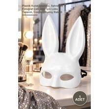 Yenilig 1 Adet Uzun Kulaklı Beyaz Tavşan Maskesi – Plastik Kulak Maskesi, Sahne ve Fotoğraf Çekimleri Için Lüks Tasarım, Cosplay Bunny Rabbit