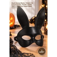 Yenilig 3 Adet Tavşan Maskesi – Siyah Kumaş Maske, Yetişkin ve Çocuk Uyumlu, Elastik Lastikli, 19X15 Cm, Bunny Rabbit Mask