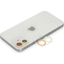 Bin1çeşit iPhone 12 Renkli Kamera Lens Koruma Cam - Sarı-Turuncu