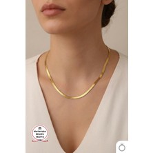 Mavega Kadın Çelik Italyan Zincir Kolye 316L Paslanmaz Kararmaz Altın Gold 45+5 cm