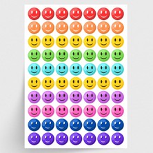 Karışık Renkli Gülen Yüz (Smile) Sticker Seti, 700 Adet