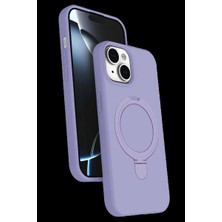 Bin1çeşit iPhone 15 Plus Regal Magsafe Standlı Kapak - Lila