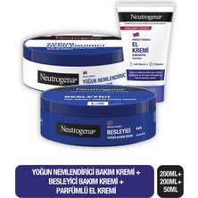 Neutrogena Norveç Formülü 200 ml Besleyici Bakım Kremi + 200 ml Yoğun Bakım Kremi + 50 ml Parfümlü El Kremi Hızlı Emilen