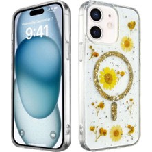 Bin1çeşit iPhone 12 Kılıf Daisy Simli Magsafe Kapak -