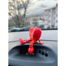 Flexi Kalp Araç Içi Torpido Süsü - Hareketli Eklemli Araba Aksesuarı, Sevimli Kalp Biblo, Araç Göğüs Üstü Dekoratif Figür, Sürücü Hediyesi (Kırmızı)