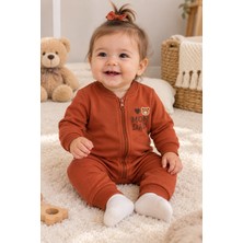 Beniizle Baskılı Unisex 3 Iplik Şardonlu Fermuarlı Bebek Tulum