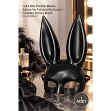 Yenilig 1 Adet Uzun Kulaklı Siyah Tavşan Maskesi – Lüks Mat Plastik Maske, Sahne ve Fotoğraf Kullanımı, Cosplay Bunny Mask