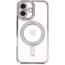 Bin1çeşit iPhone 16 Plus Kılıf Joke Simli Magneticsafe Kılıf - Pembe