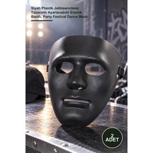 Yenilig 2 Adet Hip Hop Dans Maskesi – Siyah Plastik Jabbawockeez Tasarımlı Ayarlanabilir Elastik Bantlı, Party Festival Dance Mask