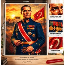 Hobby Mood Atatürk 5d Diamond Painting - Elmas Mozaik Tablo Boyama Hobi Seti Kiti - 40X50 cm