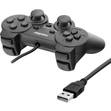 Pc Uyumlu Kablolu USB Gamepad Oyun Kolu - Bilgisayar Için Çift Analog Tuşlu, 140 cm Kablolu Joystick Kontrolcü - Siyah