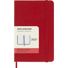 Moleskine 2027 12 Ay Günlük Ajanda Cep Boy 9X14 Cm. Sert Kapak Kızıl Kırmızı