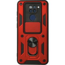 Bin1çeşit Redmi Note 9 Kılıf Pars Lens Yüzüklü Silikon - Kırmızı
