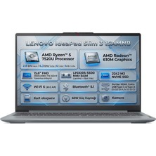 Ideapad Slim 3 15AMN8 | Amd Ryzen 5 7520U | Integrated Amd Radeon 610M Graphics | 15.6" Fhd (1920X1080) Tn 250NITS | 8gb Ram | 512GB M2 Nvme SSD | Freedos | 82XQ00RWTX