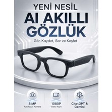 Akıllı Gözlük 8 Mp Kameralı 1080P Video Kayıt Wifi Bağlantılı Çift Mikrofonlu Gürültü Engelleme Özellikli