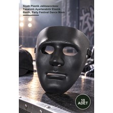 Yenilig 10 Adet Hip Hop Dans Maskesi – Siyah Plastik Jabbawockeez Tasarımlı Ayarlanabilir Elastik Bantlı, Party Festival Dance Mask